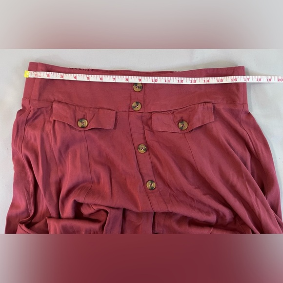 Torrid Women's Dark Red Maroon High Waist‎ Button Midi Skirt Sz 0 - Picture 8 of 12